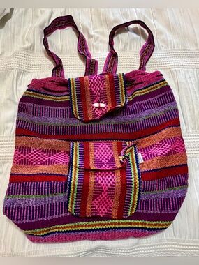 Artesanias Pinzon Backpack Mexican Woven Drawstring Unisex Boho Bag Satchel